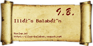 Illés Balabán névjegykártya